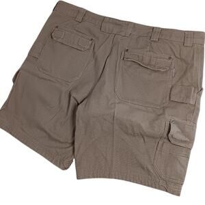 Duluth Trading Relaxed Fit Cargo Shorts 44 Tan Canvas Work Outdoors